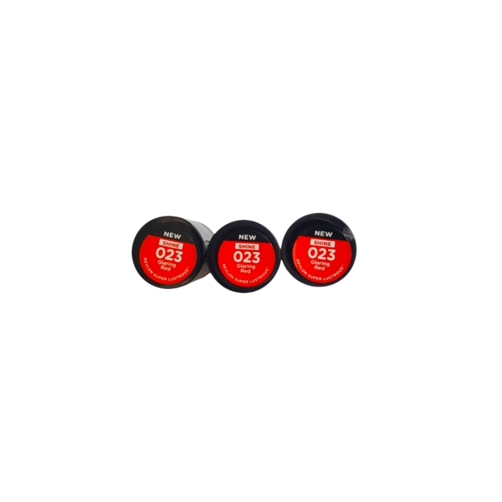 (3) Revlon Super Lustrous shine Lipstick 023 Glaring Red
